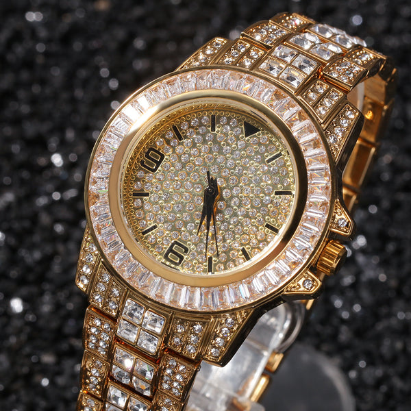ZICZA SOCIKA LUXURY DIAMOND LARGE DIAL RAPPER WATCH IN GOLD SILVER - boopdo