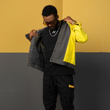 NFWYS METEORITE RIPPED DENIM JEAN JACKET IN YELLOW GRAY - boopdo