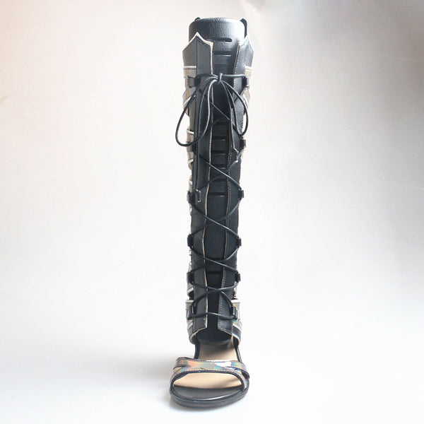 PROVA PERFETTO HUFFO WOFO OPEN TOE KNEE HIGH LEATHER SANDALS - boopdo
