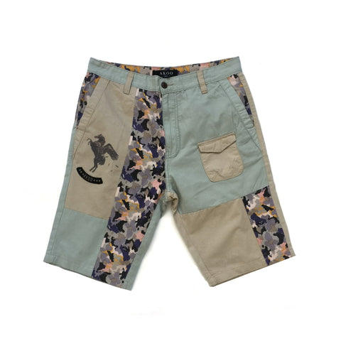 AKOO BOOPZIE PATCHWORK CAMO SHORT PANTS IN MULTI COLOR - boopdo