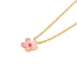 LITTLE JOYS 18K GOLD NECKLACE WITH PINK FLOWER PENDANT IN GOLD - boopdo