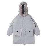 SWAGGER SHOTE MID LENGTH FAUX FUR COLLAR HOODED JACKET - boopdo