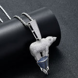 POLAR BEAR ENVIRONMENTAL THEME GLACIER CUBIC ZIRCONIA STONE NECKLACE - boopdo