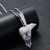 POLAR BEAR ENVIRONMENTAL THEME GLACIER CUBIC ZIRCONIA STONE NECKLACE - boopdo