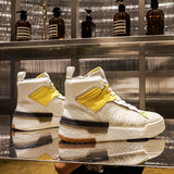 NADMIL DESIGN LEATHER HI TOP TRAINERS NI WHITE AND YELLOW - boopdo