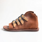 PROVA PERFETTO HUFFO ROMAN OPEN TOE FLAT SOLE LEATHER SANDALS - boopdo