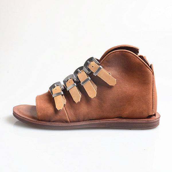 PROVA PERFETTO HUFFO ROMAN OPEN TOE FLAT SOLE LEATHER SANDALS - boopdo