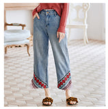 JAM PRINCESS STRAIGHT LEG JEANS IN EMBROIDERED FRILL DESIGN - boopdo