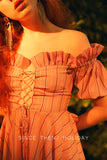 SINCE THEN TIE FRONT OFF SHOULDER SUNDRESS IN STRIPE - boopdo