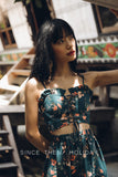 SINCE THEN CUT OUT WAIST MAXI SLIP DRESS IN GREEN FLORAL - boopdo