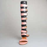 PROVA PERFETTO HUFFO STYLE OPEN TOE KNEE HIGH GLADIATOR SANDALS - boopdo
