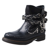 PROVA PERFETTO JENNIE FORZIA STYLE THICK SOLED MOTORCYCLE LEATHER BOOTS - boopdo
