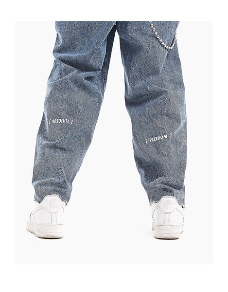 ZOMBRE ZILLA RIPPED DENIM JEAN SWEATPANTS IN NAVY - boopdo