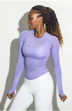 ELITE ABS STRETCH LONG SLEEVE SPORTS TOP IN LAVENDER V18415 - boopdo