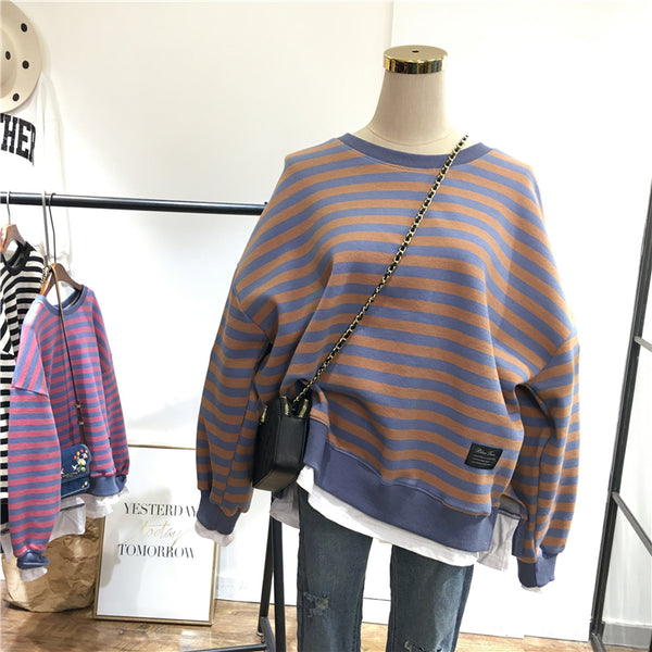 SIMDA DOUBLE LAYER SWEATSHIRT IN STRIPE - boopdo