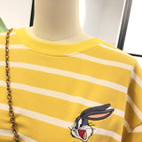 SIMDA RELAXED STRIPE T SHIRT WITH DISNEY EMBROIDERY - boopdo