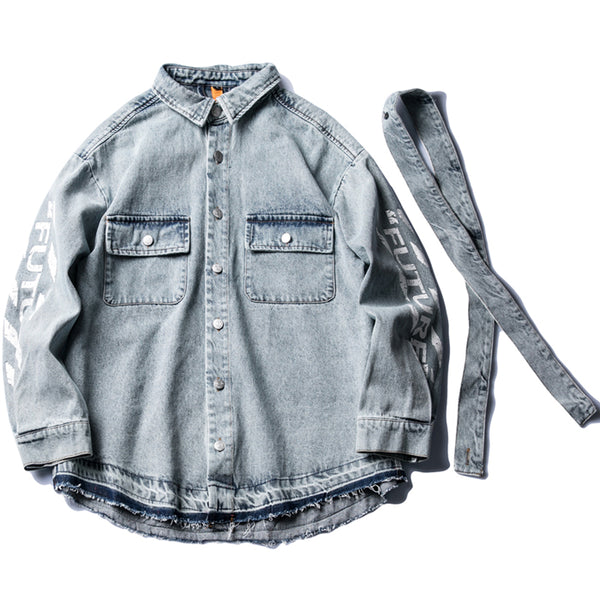 PUCZA RENCHEM GRAFFITO WASHED DENIM JEAN COAT - boopdo