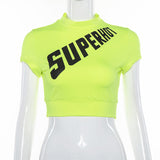 ZUMBA GIRLS HIGH NECK CROP TOP IN LETTERS PRINT - boopdo