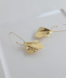 UZL DESIGN PULL THROUGH SQUARE DROP EARRINGS IN GOLD PLATE - boopdo