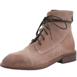 WAZALO BRITISH MARTINA FROSTED LEATHER ANKLE BOOTS - boopdo