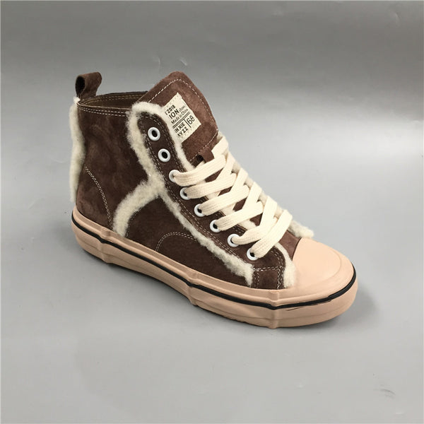 BOOPDO DESIGN HIGH TOP TRAINERS WITH FAUX FUR LINE DESIGN - boopdo