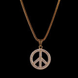FOOGIE PEACE SIGN STAINLESS STEEL HIP HOP NECKLACE IN GOLD - boopdo
