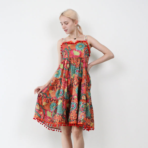 BOHEMIAN ZULUCA SUMMER DRESS WITH STRAPS IN MULTI COLOR - boopdo