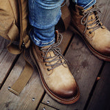 MOZZA ROCKINE MARTIN BRITISH STYLE MID LEATHER BOOTS - boopdo