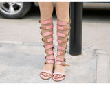 PROVA PERFETTO HUFFO STYLE OPEN TOE KNEE HIGH GLADIATOR SANDALS - boopdo