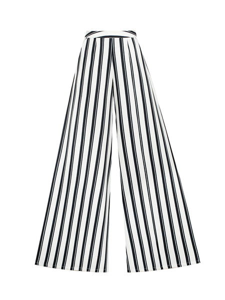 VERRAGE WIDE LEG TROUSERS IN BLACK STRIPE - boopdo