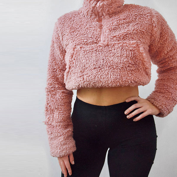 SHEMODA INSPO FAUX FUR SWEATER WITH STAND COLLAR - boopdo