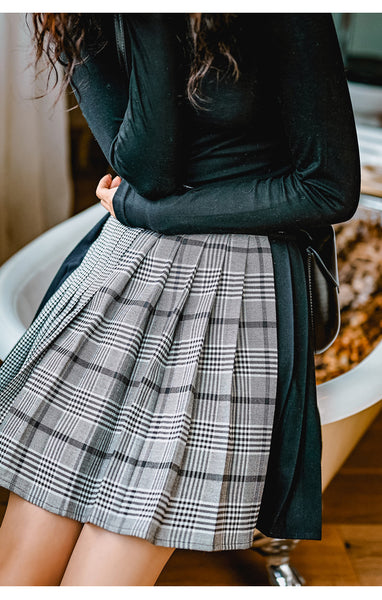 8GIRLS DESIGN PLEATED SKIRT IN VINTAGE CHECK - boopdo