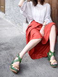 ARTMU CROSS STRAP HIGH WEDGES IN GREEN - boopdo