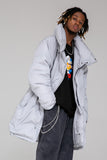NFWYS HOLOGRAPHIC IRREGULAR STYLE HIGH NECK DUCK DOWN LONG JACKET - boopdo