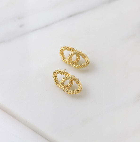 UZL DESIGN DOUBLE HOOP EARRINGS IN GOLD PLATED - boopdo