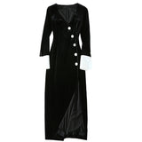 BBL DESIGN LONG SLEEVE VELVET MAXI DRESS WITH CUT OUT FRONT - boopdo
