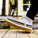 NADMIL DESIGN RAINBOW STRIPE WHITE LEATHER BOOTS - boopdo