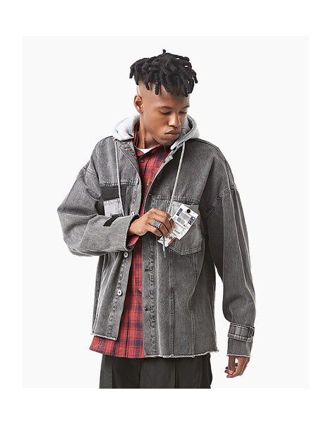 ZEPZU FERGO BEEDOO DETACHABLE HOODED DENIM JEAN JACKET - boopdo