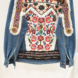 JEYYO CATHRO RETRO ETHNIC FLOWER EMBROIDERED BEADED SEQUIN DENIM JEAN JACKET - boopdo