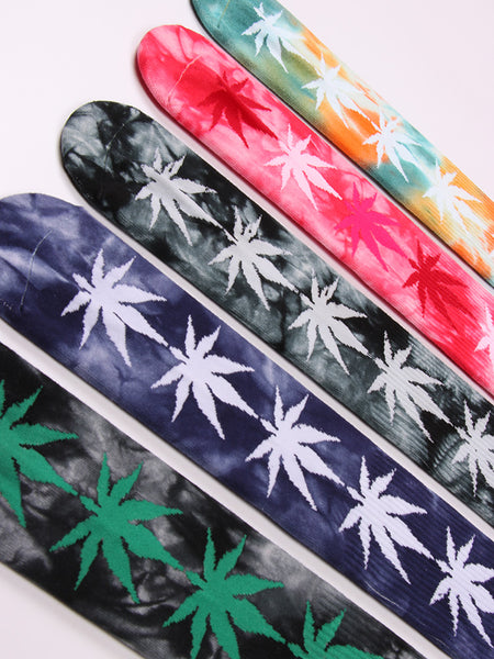 ZWILL UNIQUE SWAG LIFE STYLE TIE DYED MAPLE LEAF SOCKS - boopdo