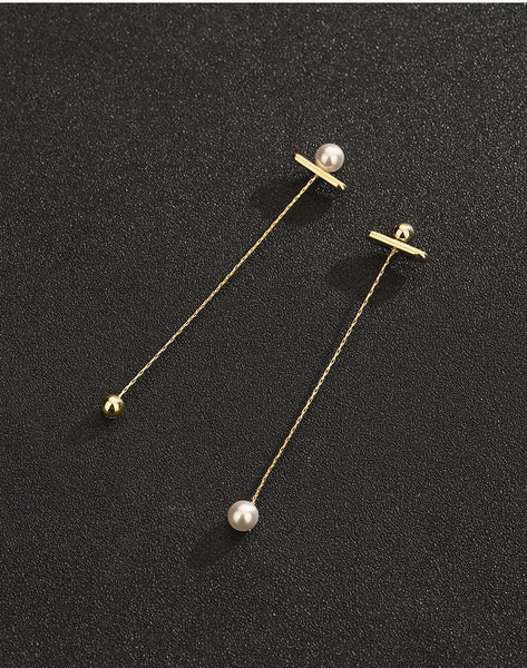 UZL DESIGN GOLD PLATE EARRINGS WITH PEARL DROP - boopdo