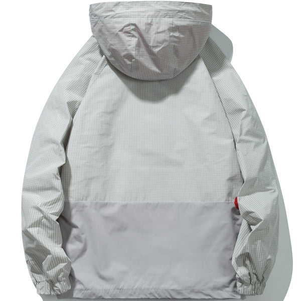 COSMICA TRENCH COLIC WINDBREAKER HOODED PLAID JACKET - boopdo