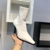 LUXE SEVEN DESIGN SHAPED HEEL ANKLE BOOTS - boopdo