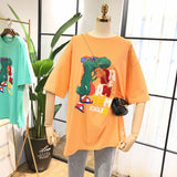 SIMDA DINOSAUR PRINT OVERSIZED T SHIRT WITH EMBROIDERY - boopdo