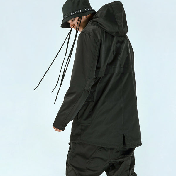 TOGETHER LIMITED ANDES MARTIN MID LENGTH HOODED TRENCH JACKET IN BLACK - boopdo
