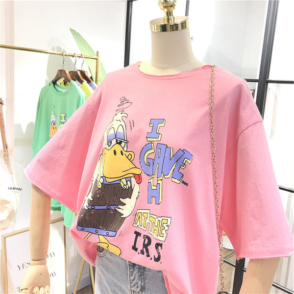 SIMDA CARTOON PRINT OVERSIZED T SHIRT - boopdo