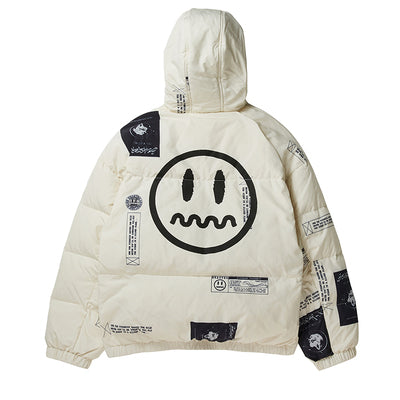 BEASTER KILLA EMOJI GHOST FACE WINDPROOF DUCK DOWN HOODED JACKET - boopdo