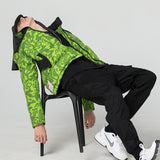 NFWYS FIZOLA HOLOGRAPHIC HIGH NECK BOMBER JACKET IN GREEN CAMO - boopdo