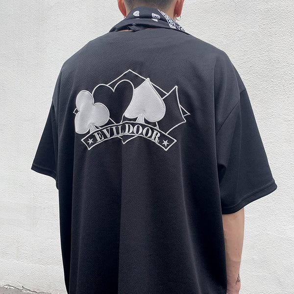 EVIL DOOR GAMBLER BASEBALL COACH SHORT SLEEVED JERSEY T SHIRT - boopdo