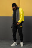 NFWYS METEORITE RIPPED DENIM JEAN JACKET IN YELLOW GRAY - boopdo